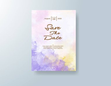 Soyut sıçramalı suluboya düğün davetiyesi