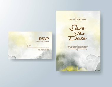 Soyut sıçramalı suluboya düğün davetiyesi