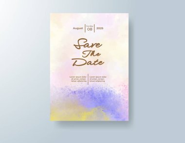 Soyut sıçramalı suluboya düğün davetiyesi