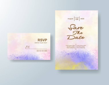 Soyut sıçramalı suluboya düğün davetiyesi