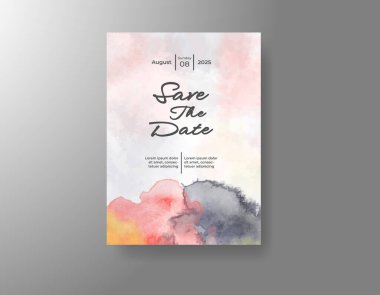 Soyut sıçramalı suluboya düğün davetiyesi