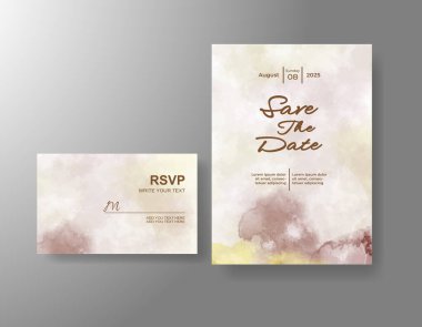 Soyut sıçramalı suluboya düğün davetiyesi