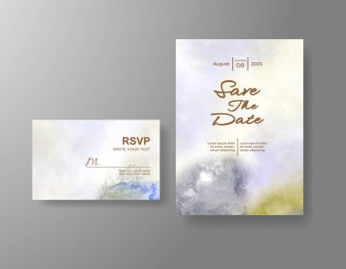 Soyut sıçramalı suluboya düğün davetiyesi