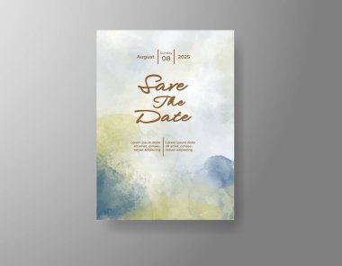 Soyut sıçramalı suluboya düğün davetiyesi