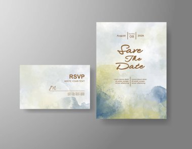 Soyut sıçramalı suluboya düğün davetiyesi