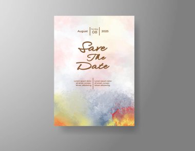 Soyut sıçramalı suluboya düğün davetiyesi