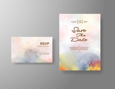 Soyut sıçramalı suluboya düğün davetiyesi