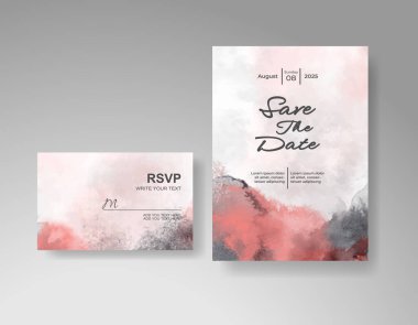 Soyut sıçramalı suluboya düğün davetiyesi