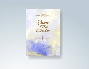 Soyut sıçramalı suluboya düğün davetiyesi