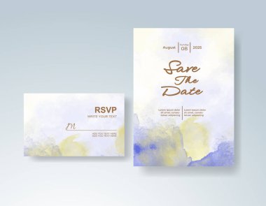 Soyut sıçramalı suluboya düğün davetiyesi