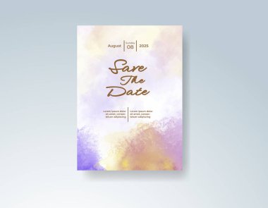 Soyut sıçramalı suluboya düğün davetiyesi