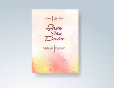 Soyut sıçramalı suluboya düğün davetiyesi