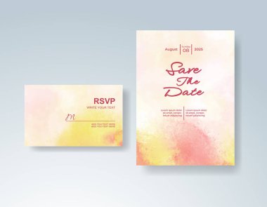 Soyut sıçramalı suluboya düğün davetiyesi