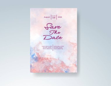 Soyut sıçramalı suluboya düğün davetiyesi