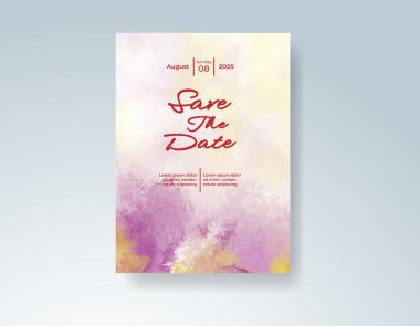 Soyut sıçramalı suluboya düğün davetiyesi