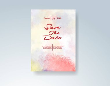 Soyut sıçramalı suluboya düğün davetiyesi