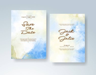 Soyut sıçramalı suluboya düğün davetiyesi