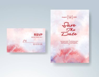 Soyut sıçramalı suluboya düğün davetiyesi