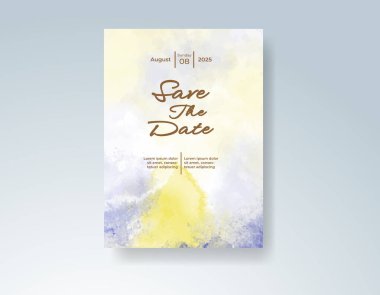 Soyut sıçramalı suluboya düğün davetiyesi