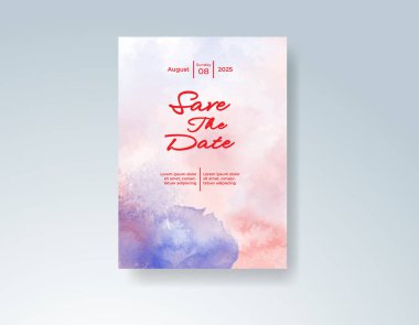 Soyut sıçramalı suluboya düğün davetiyesi