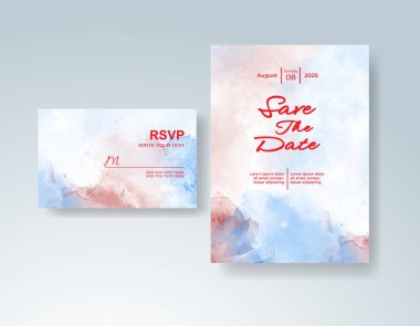 Soyut sıçramalı suluboya düğün davetiyesi