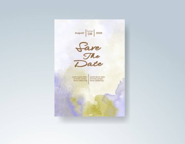 Soyut sıçramalı suluboya düğün davetiyesi