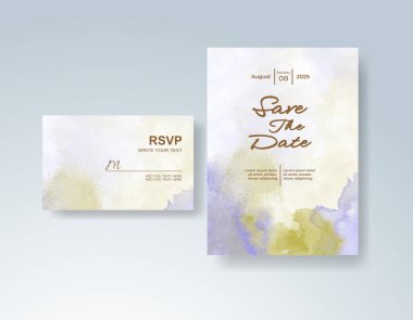 Soyut sıçramalı suluboya düğün davetiyesi