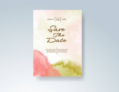 Soyut sıçramalı suluboya düğün davetiyesi