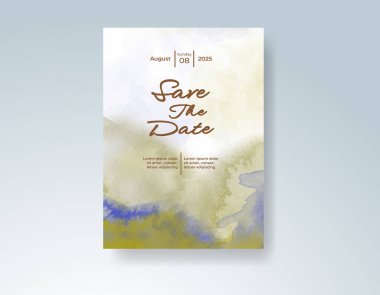 Soyut sıçramalı suluboya düğün davetiyesi