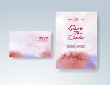Soyut sıçramalı suluboya düğün davetiyesi