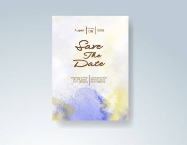 Soyut sıçramalı suluboya düğün davetiyesi