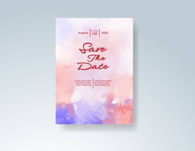 Soyut sıçramalı suluboya düğün davetiyesi