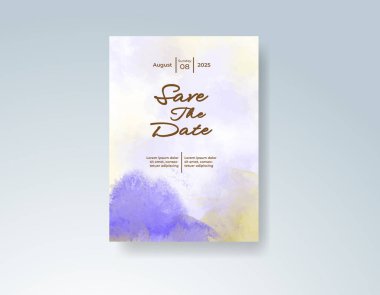 Soyut sıçramalı suluboya düğün davetiyesi