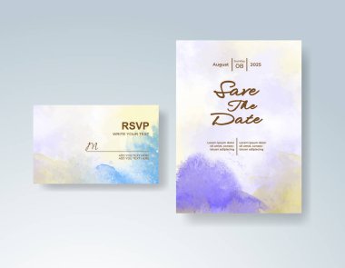 Soyut sıçramalı suluboya düğün davetiyesi
