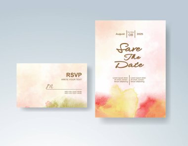 Soyut sıçramalı suluboya düğün davetiyesi