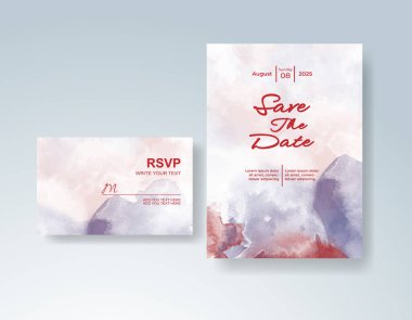 Soyut sıçramalı suluboya düğün davetiyesi