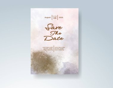 Soyut sıçramalı suluboya düğün davetiyesi