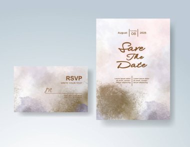 Soyut sıçramalı suluboya düğün davetiyesi