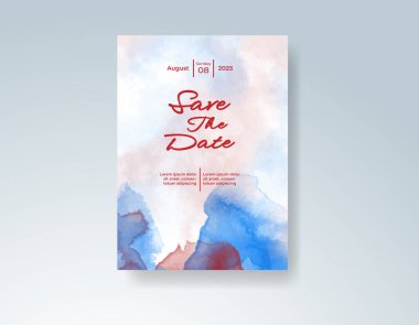 Soyut sıçramalı suluboya düğün davetiyesi