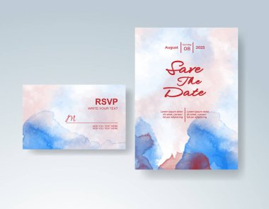 Soyut sıçramalı suluboya düğün davetiyesi