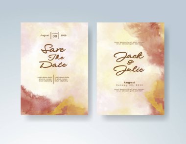 Soyut sıçramalı suluboya düğün davetiyesi