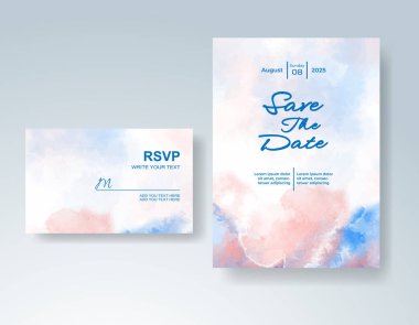 Soyut sıçramalı suluboya düğün davetiyesi