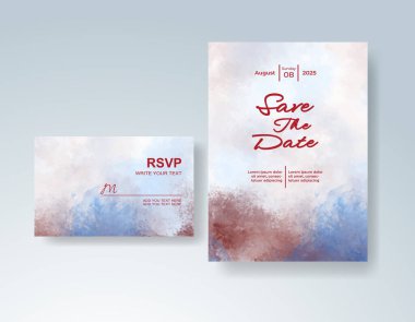 Soyut sıçramalı suluboya düğün davetiyesi