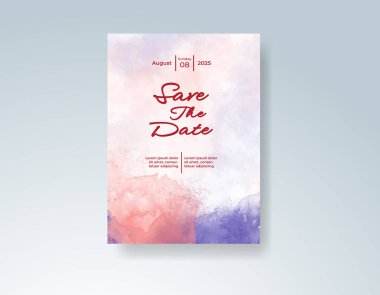 Soyut sıçramalı suluboya düğün davetiyesi