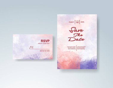 Soyut sıçramalı suluboya düğün davetiyesi