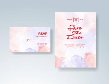 Soyut sıçramalı suluboya düğün davetiyesi