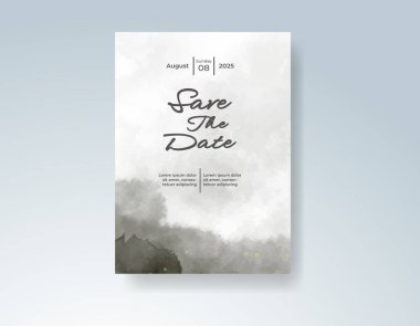 Soyut sıçramalı suluboya düğün davetiyesi