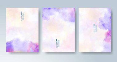 Parlak renkli vektör suluboya arkaplanlı kartlar. Randevunuz, kartpostalınız, afişiniz için tasarım.