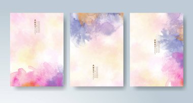 Parlak renkli vektör suluboya arkaplanlı kartlar. Randevunuz, kartpostalınız, afişiniz için tasarım.
