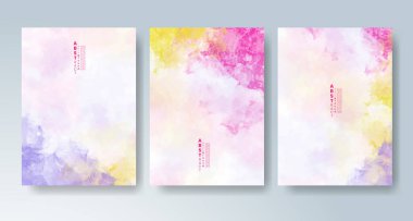 Parlak renkli vektör suluboya arkaplanlı kartlar. Randevunuz, kartpostalınız, afişiniz için tasarım.